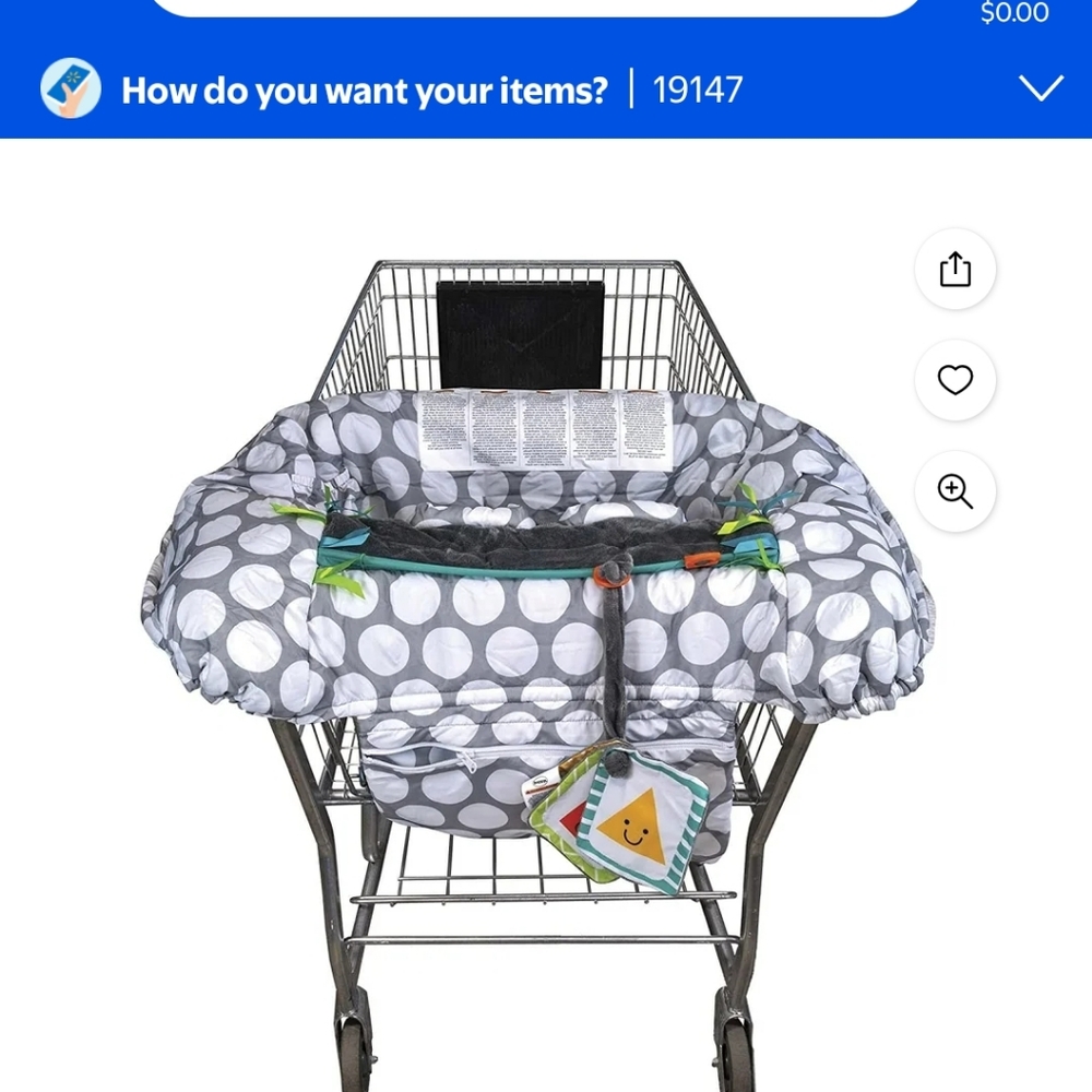 Gray Polka Dot Shopping Cart Cover - Picture 2 of 4